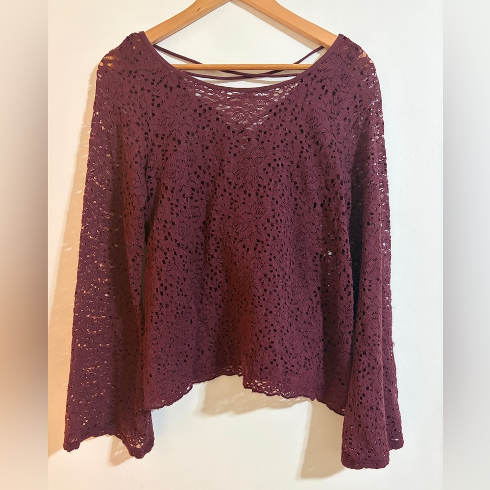 Hollister Burgundy Lace Women's Blouse